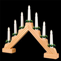 LUMINEO Traditional Battery Operated 7 Light Wooden Candlebridge