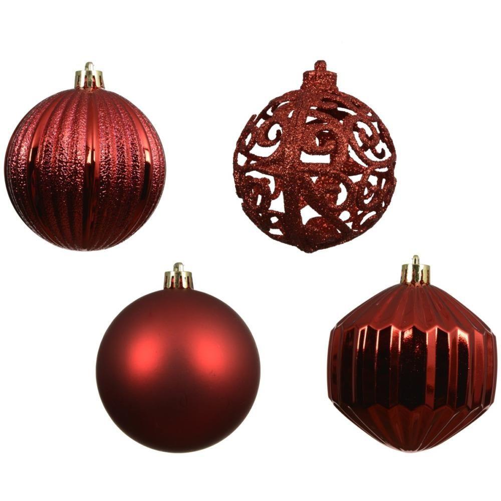 DECORIS Christmas Red Shatterproof Baubles - Pack Of 16