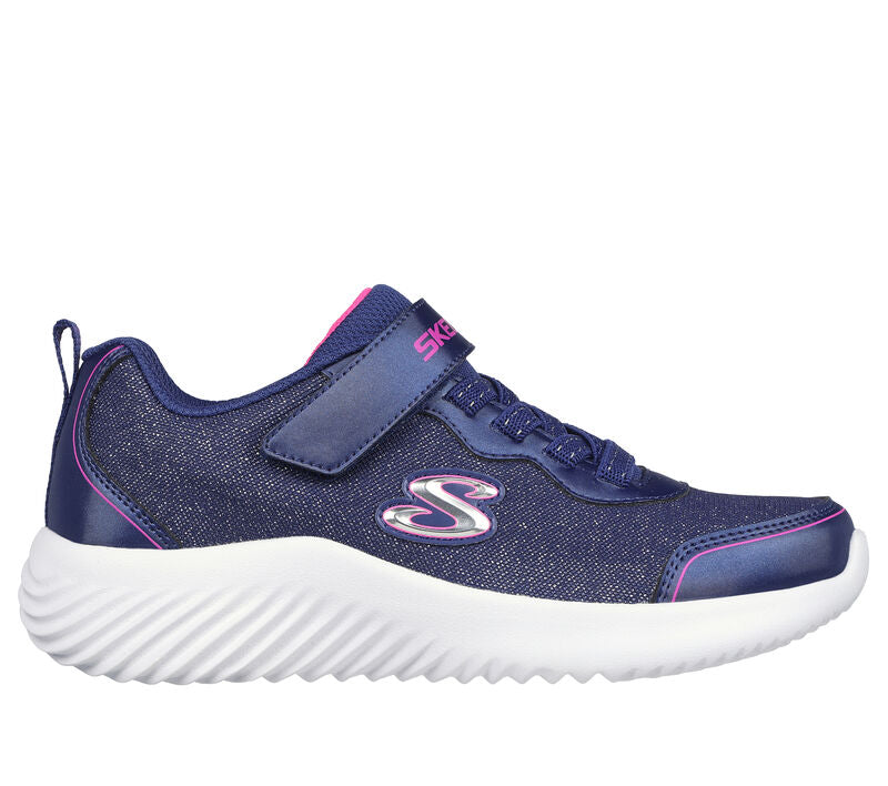SKECHERS Bounder Girly Groove Glitter Trainers - Navy