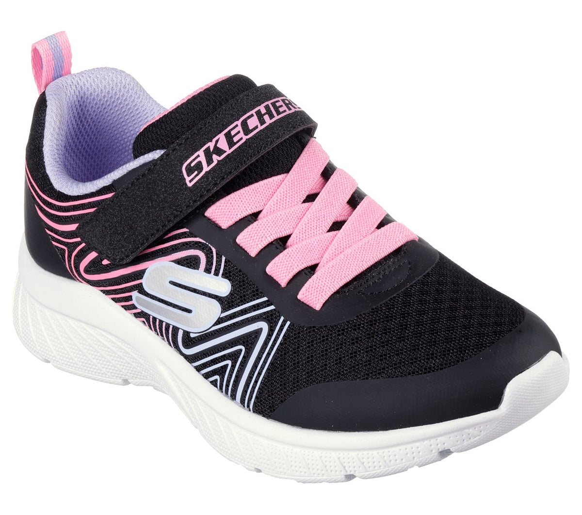 SKECHERS Girl's Microspec Plus - Swirl Sweet Trainers - Black | 303535L