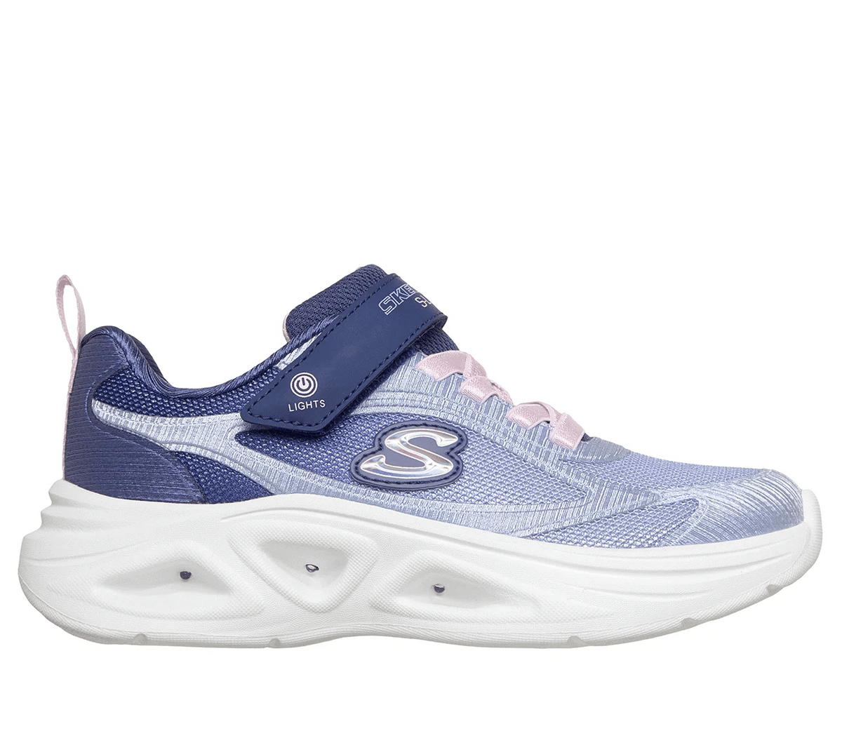 SKECHERS S-Lights Sola Glow 2.0 - Dazzle Steps Girl's Trainers - Navy/Pink | 303729L