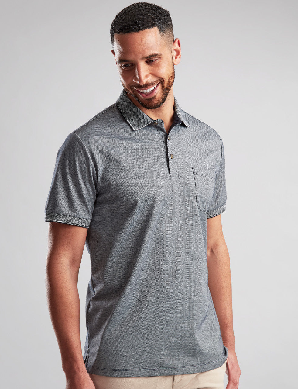 VEDONEIRE Men's Polo Shirt With Chest Pocket - Navy