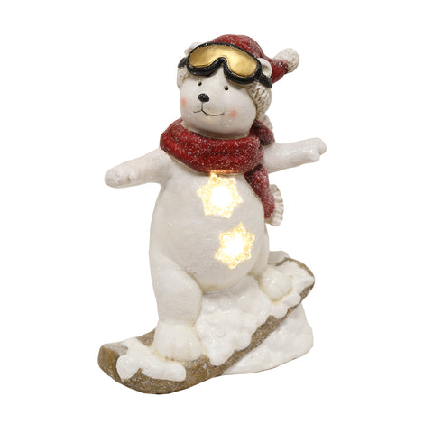 LED Snowboarding Polar Bear Christmas Decoration 36cm