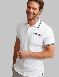 VEDONEIRE Men's Polo With Stripe Rib - White