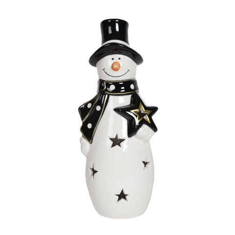 LED Light-up Snowman Ceramic Christmas Decoration 22.5cm