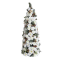 Christmas Floral Cone Tree 80cm - White and Gold