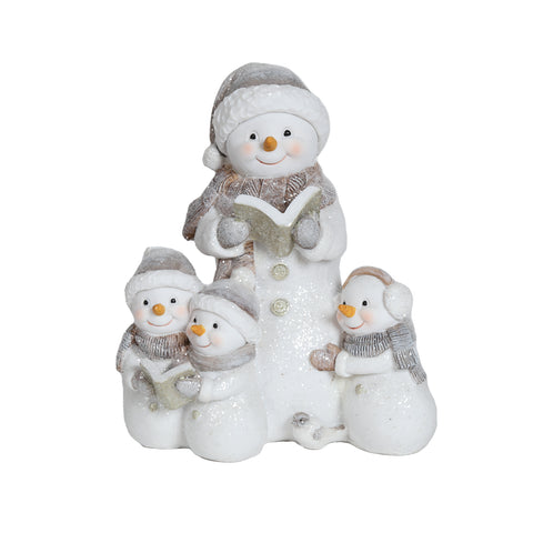 Glittery Snowman Family Decorative Ornament 15cm