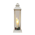 Christmas LED Artificial Taper Candle White Lantern With Foliage 48cm