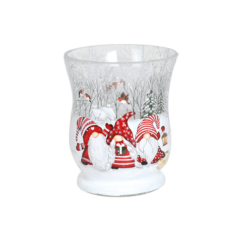 Painted Glass Christmas Gonks Candle Holder