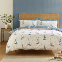 CATHERINE LANSFIELD Salcombe Boats Duvet Set - Soft Blue