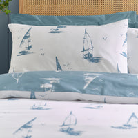 CATHERINE LANSFIELD Salcombe Boats Duvet Set - Soft Blue
