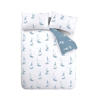 CATHERINE LANSFIELD Salcombe Boats Duvet Set - Soft Blue