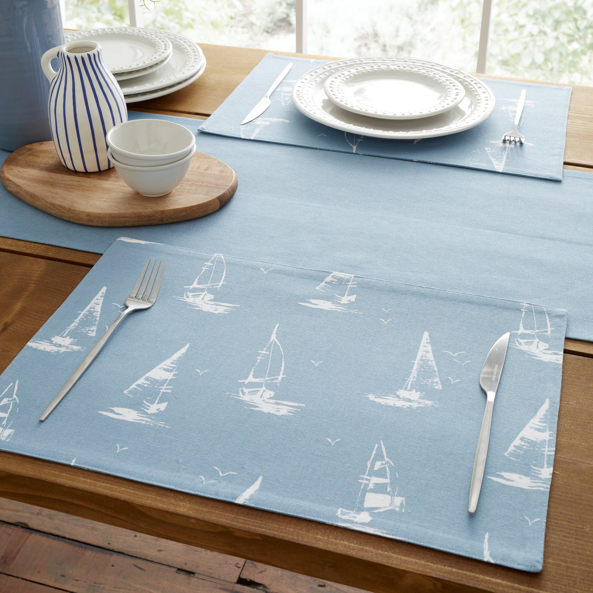 CATHERINE LANSFIELD Salcombe Boats Placemat 4 Pack - Blue