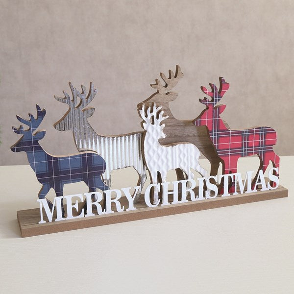 STRAITS Reindeer Merry Christmas Wooden Sign 41x21cm