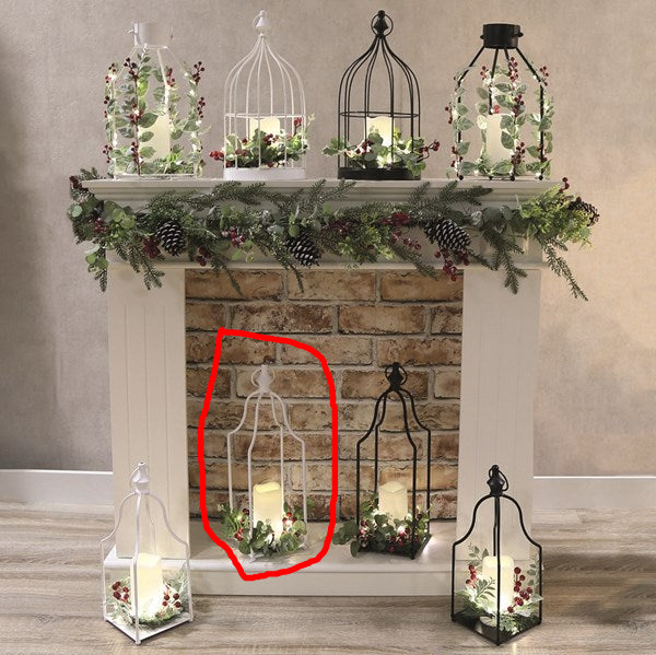 STRAITS LED Christmas Cage Lantern 15x47cm - White