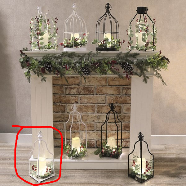 STRAITS LED Christmas Cage Lantern 15x38cm - White