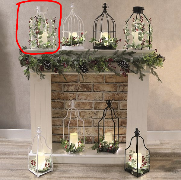 STRAITS LED Christmas Cage Lantern 18x36cm - White