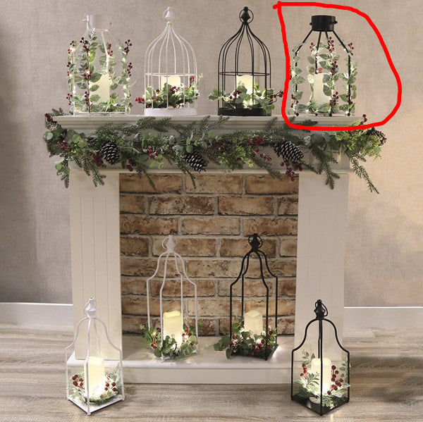 STRAITS LED Christmas Cage Lantern 15x36cm - Black