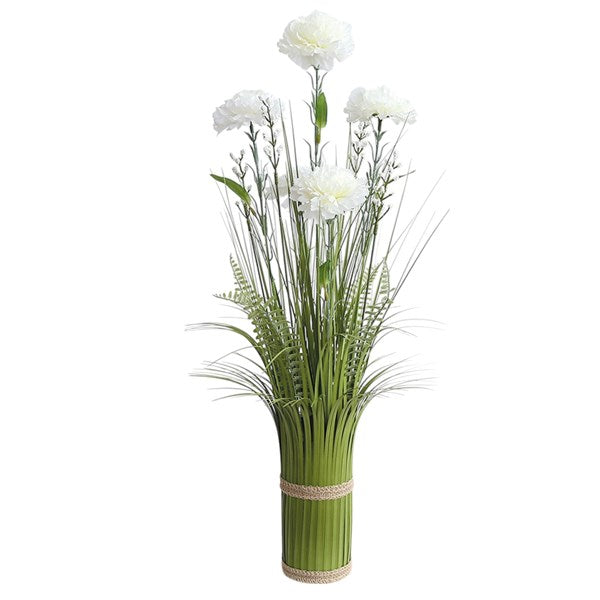 STRAITS White Carnation Grass Floral Bundle 65cm