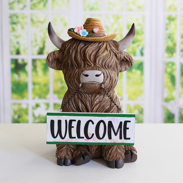 STRAITS Welcome Highland Cow Figurine 20x31cm