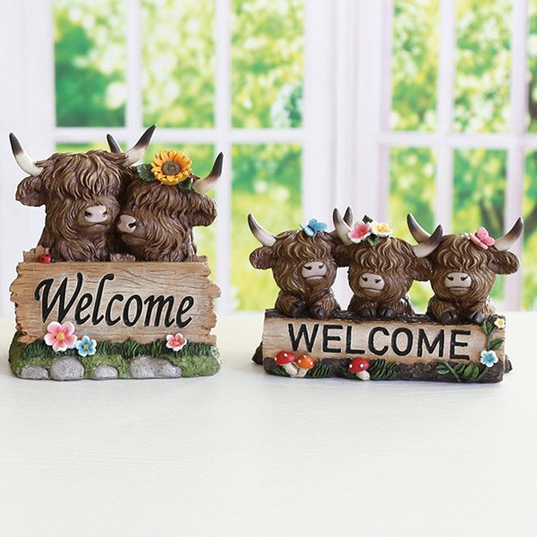 STRAITS Welcome Highland Cows Figurine 16x18cm
