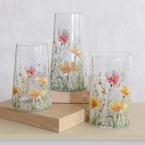STRAITS Floral Glass Vase 19cm