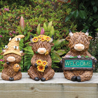 STRAITS Solar Highland Cow Figurine 25cm