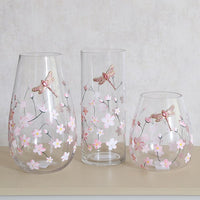 STRAITS Pink Floral Dragonfly Squat Vase 15cm