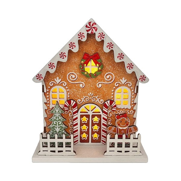 STRAITS Wooden LED Gingerbread House 15x18cm
