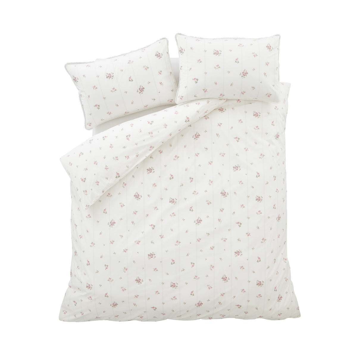 BIANCA Vintage Rosebud Lace 100% Cotton Duvet Set - Cream