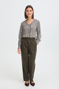 FRANSA Gladis Blouse - Green Print