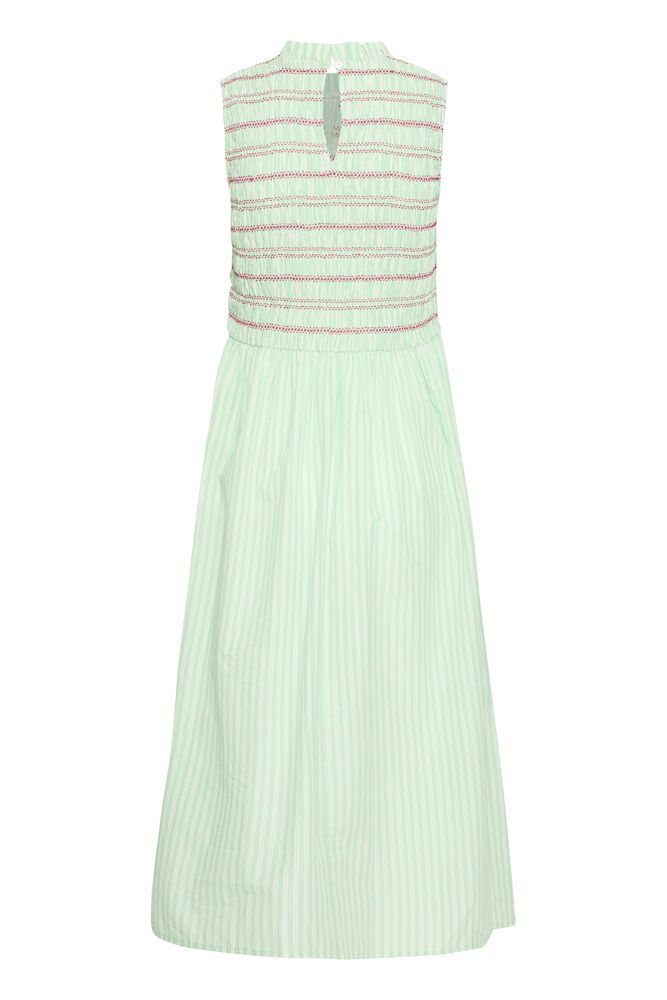 ICHI Locy Stripe Midi Dress - Green/Pink