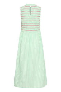 ICHI Locy Stripe Midi Dress - Green/Pink