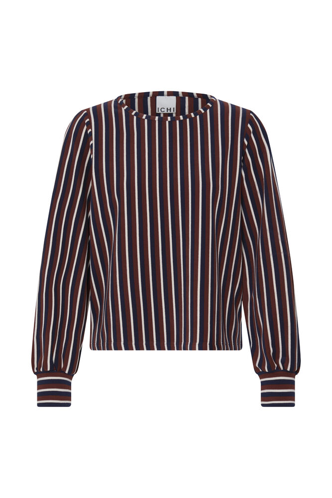 ICHI Liomo Long Sleeve Top - Brown Stripe
