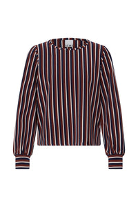 ICHI Liomo Long Sleeve Top - Brown Stripe