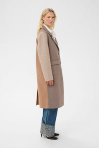 CULTURE Rivala Palona Colour-block Long Coat - Dune