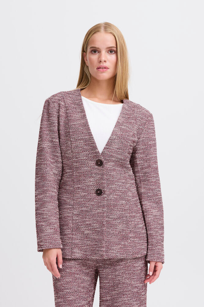 ICHI Ruti Checle Blazer - Pink Berry