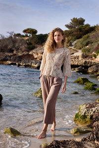 FRANSA Jett Wide Leg Culotte Pants - Taupe