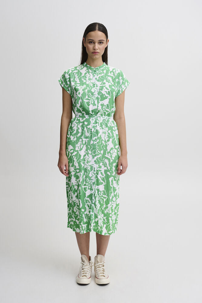 ICHI Regine Floral Dress - Green Print