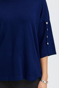 FRANSA Besmock 1/2 Sleeve Pullover - Navy