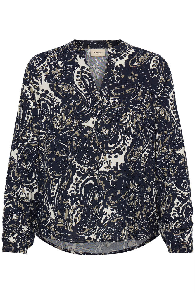 FRANSA Flowa Blouse - Navy Print