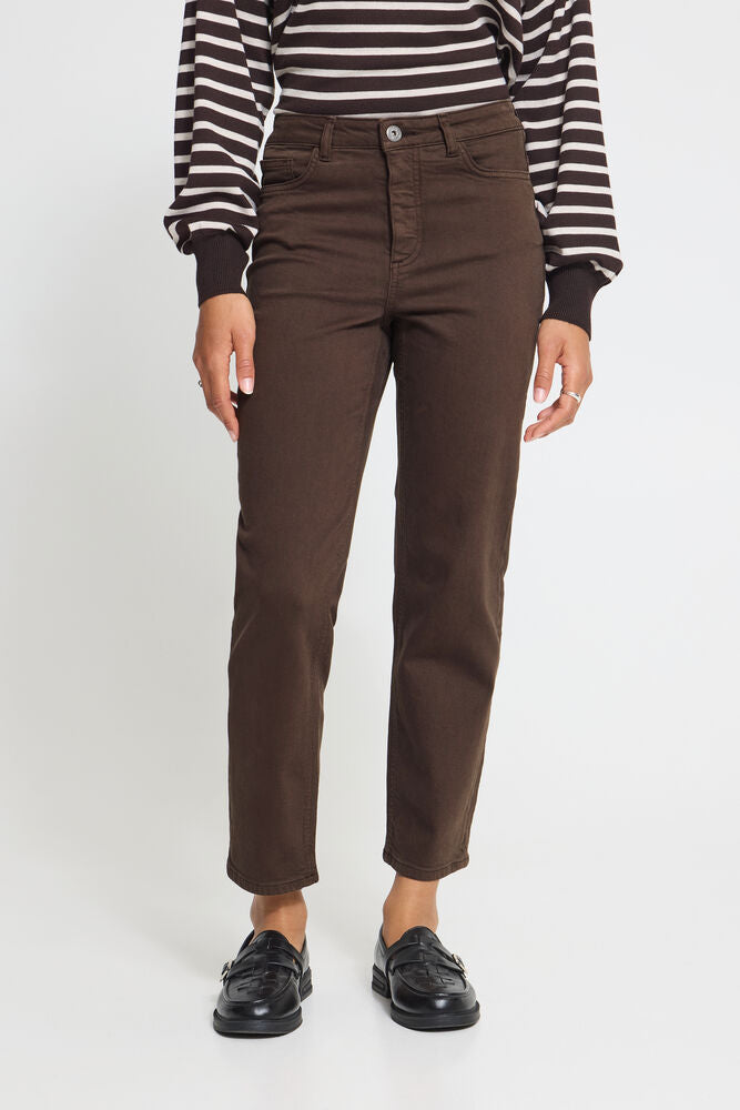 ICHI Ziggy Raven Cropped Jeans - Coffee Bean