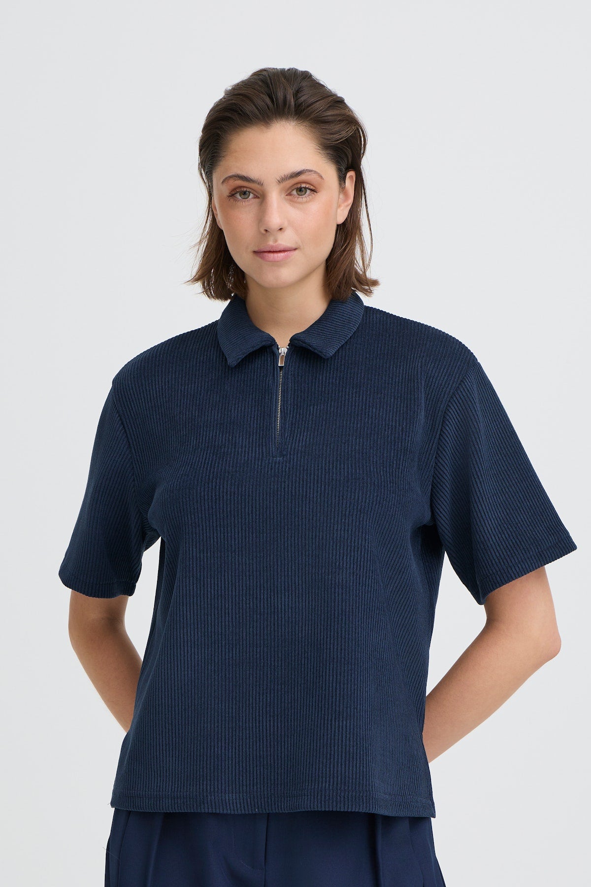 ICHI Kate Corduroy Top - Navy