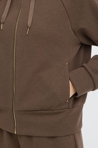 FRANSA Priya Full Zip Hooded Top - Brown