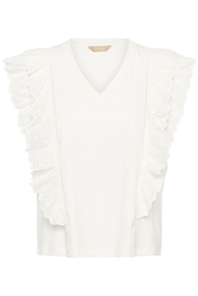 CULTURE Maisy Frill Detail T-Shirt - White