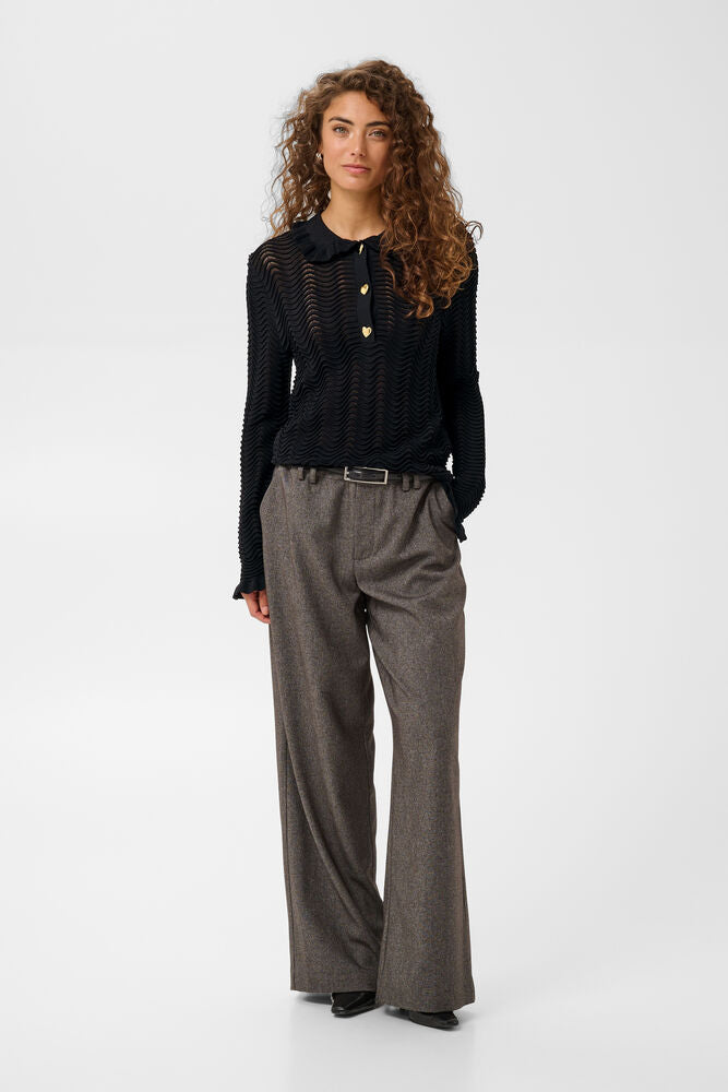 CULTURE Heart Long Sleeve Knit Top - Black