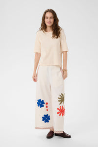 CULTURE Chrestella Embroidery Cropped Pants - Print