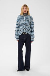 CULTURE Hazel Striped Cardigan - Blue Melange