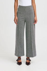 ICHI Kate Jacquard Trouser - Black Herringbone