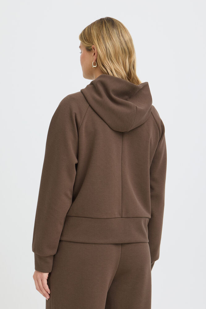 FRANSA Priya Full Zip Hooded Top - Brown
